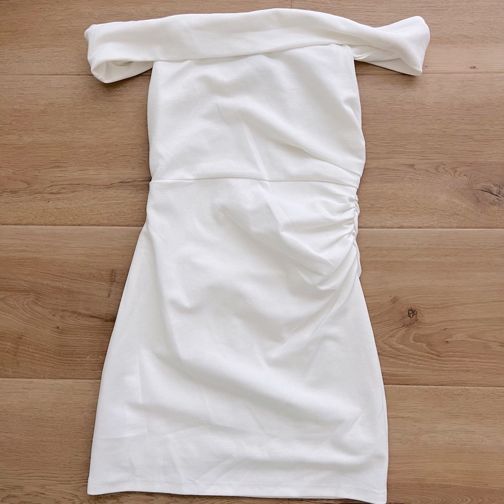 Lulu’s White Off Shoulder Mini Dress • Nashville Bachelorette Disco Cowgirl • S - Picture 7 of 10